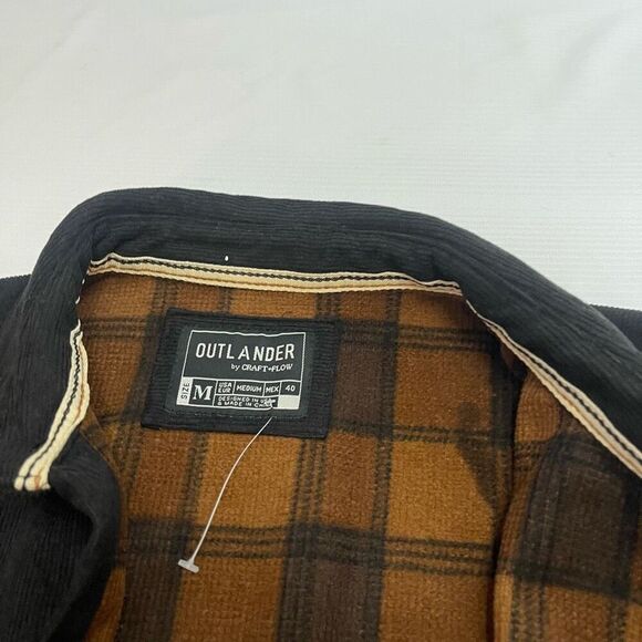 Outlander by Craft And Flow Brown Corduroy Plaid Lined Shirt Jacket Mens Medium - Picture 2 of 7